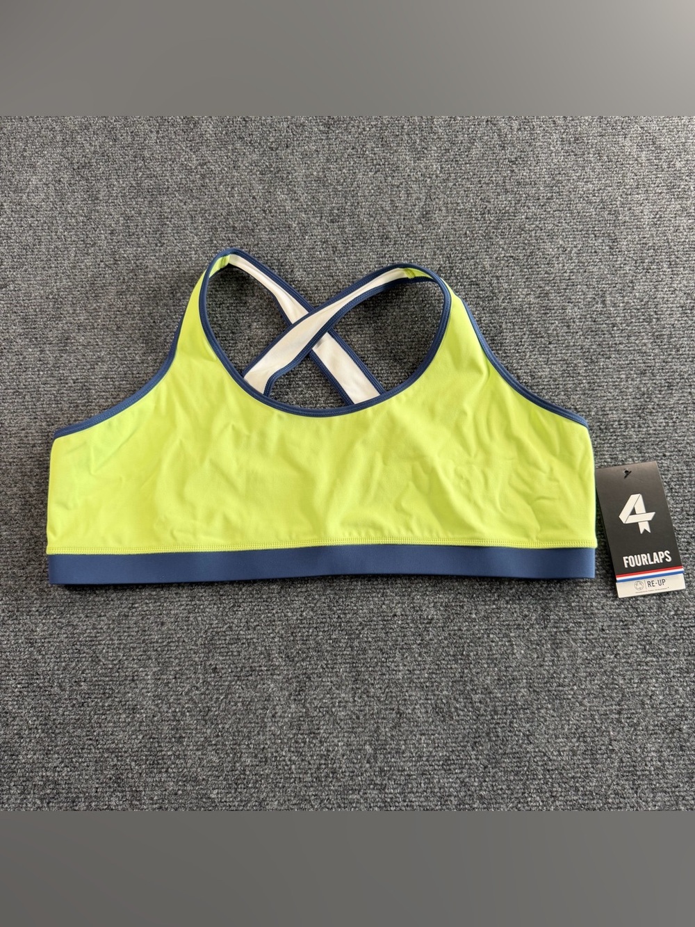 Fourlaps Infinity Sports Bra Womens XXL Tomatillo Midnight White Crossback NEW